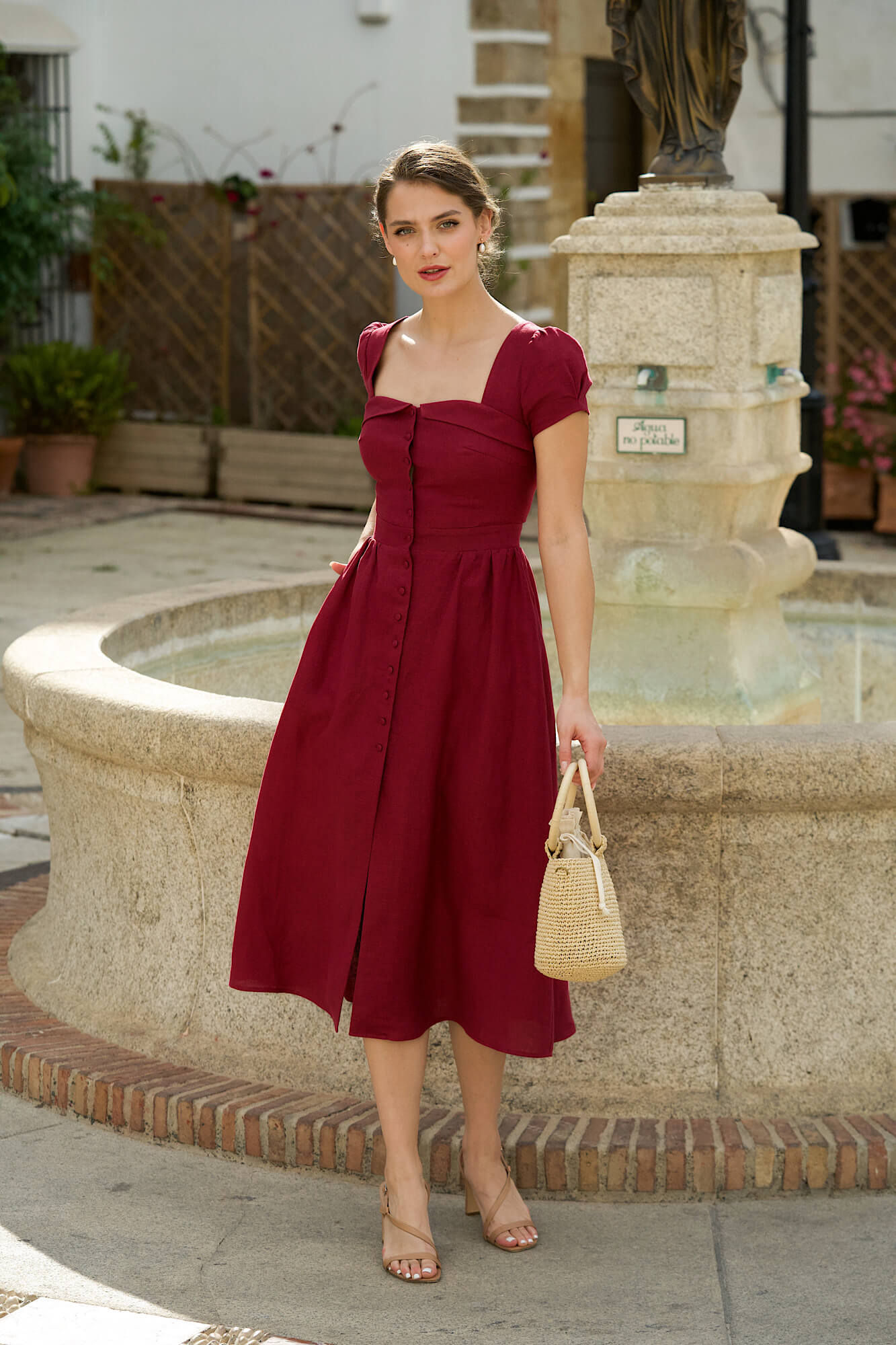 Red dress no sleeves sales