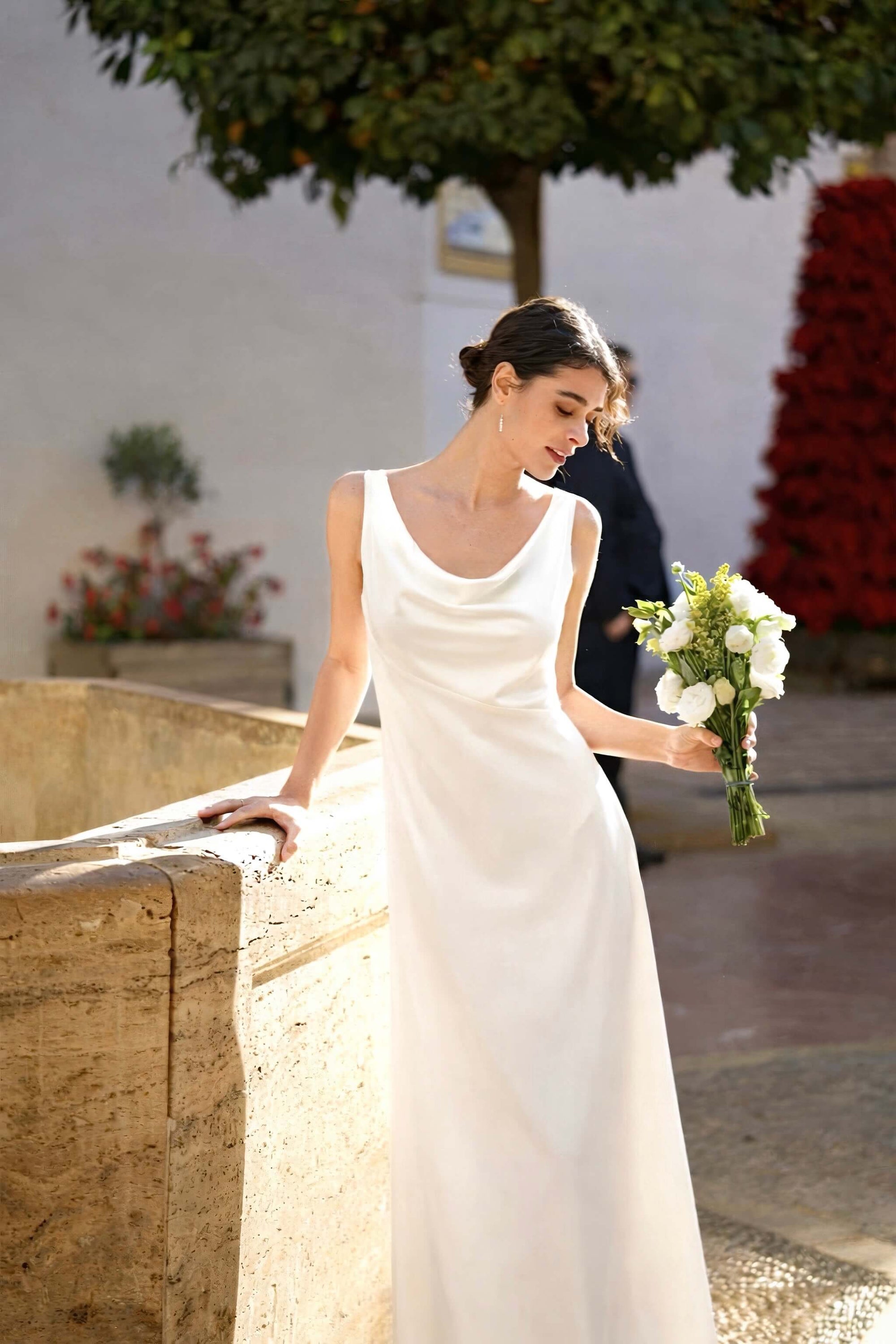 Charlize Cowl-Neck Dress Dresses Gaâla White XXS Made-to-order