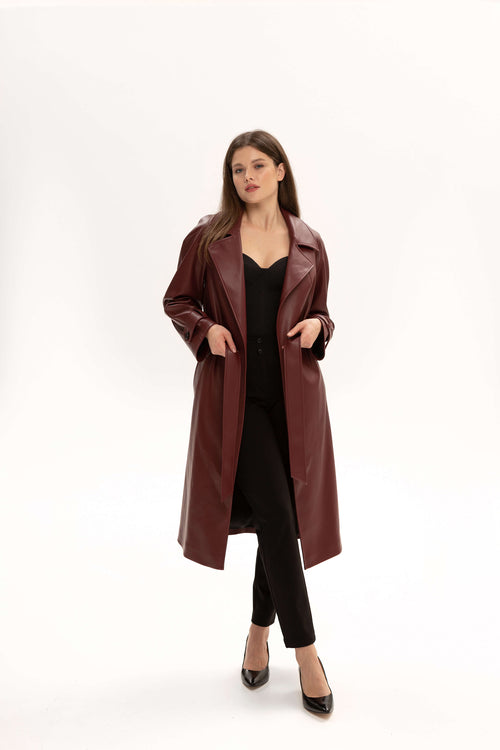 Nadine Faux Leather Trench Coat