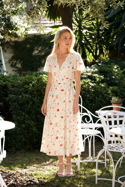 white wrap dress midi White Midi Wrap Dress Arlette – Gaâla