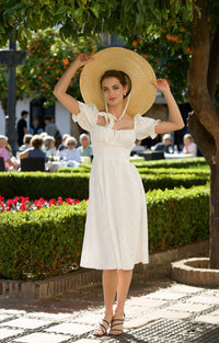 Mira Puffed Sleeve Dress Dresses Gaâla White embroidery XXS In stock