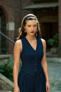 Adelia Striped Vest Vests Gaâla Navy stripes XXS In stock