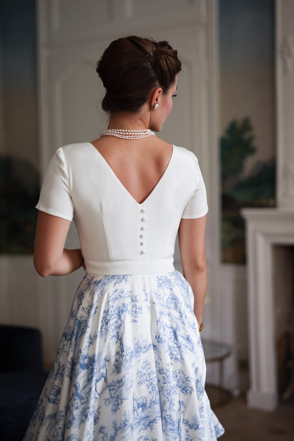 Natasha Toile De Jouy Print Short Dress