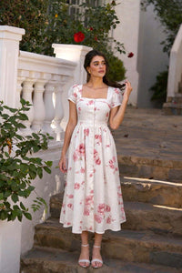 Estelle Button Down Dress Dresses Gaâla Peony print XXS Made-to-order