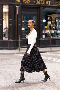 Hope Godet Skirt Skirts Gaâla Black polka dot 32 Made-to-order