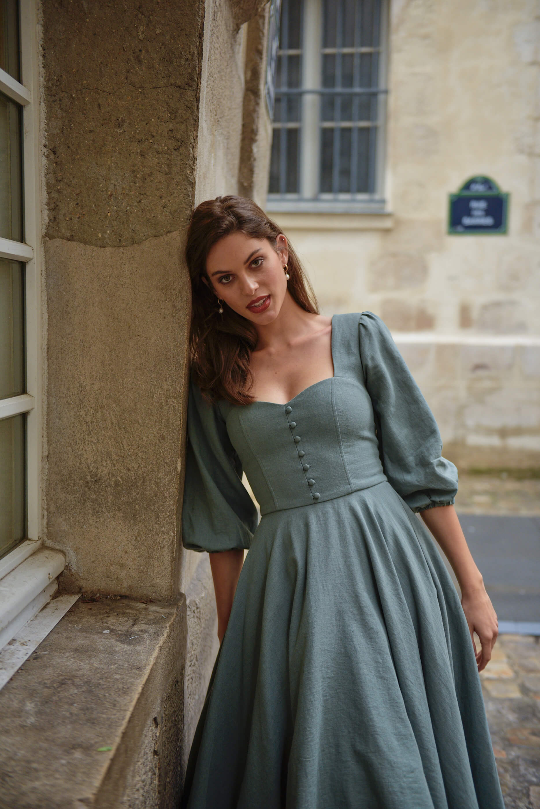 Dusty turquoise Brigitte Bardot Inspired dress Bardetta Dusty turquoise Brigitte Bardot Inspired dress Bardetta