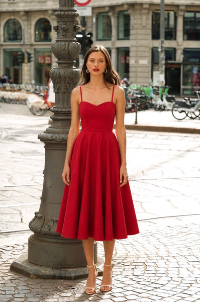 Red Bardot Linen Dress