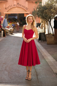 Bardot Linen Dress Dresses Gaâla Red XXS Made-to-order