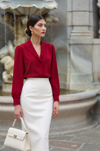 Rhea Silk Blouse Blouses Gaâla Red XXS In stock