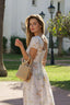 floral dress with cap sleeves