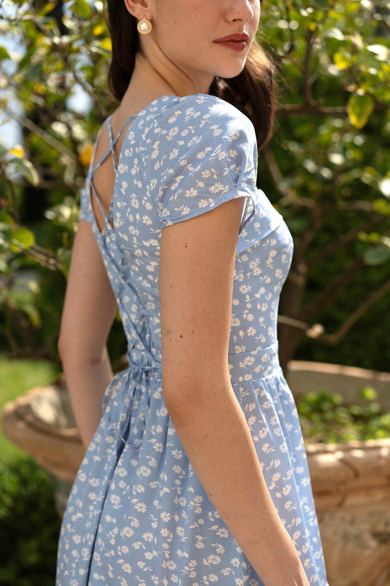 Estelle | Women's Floral Print Midi Dress Short Sleeve Round Neck Casual Dress main image 1