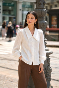 Yves Cotton Blouse Blouses Gaâla White embroidery XXS Made-to-order