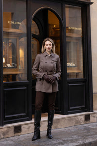 Leanne Short Trench Coat Coats Gaâla Brown fishbone XXS Made-to-order