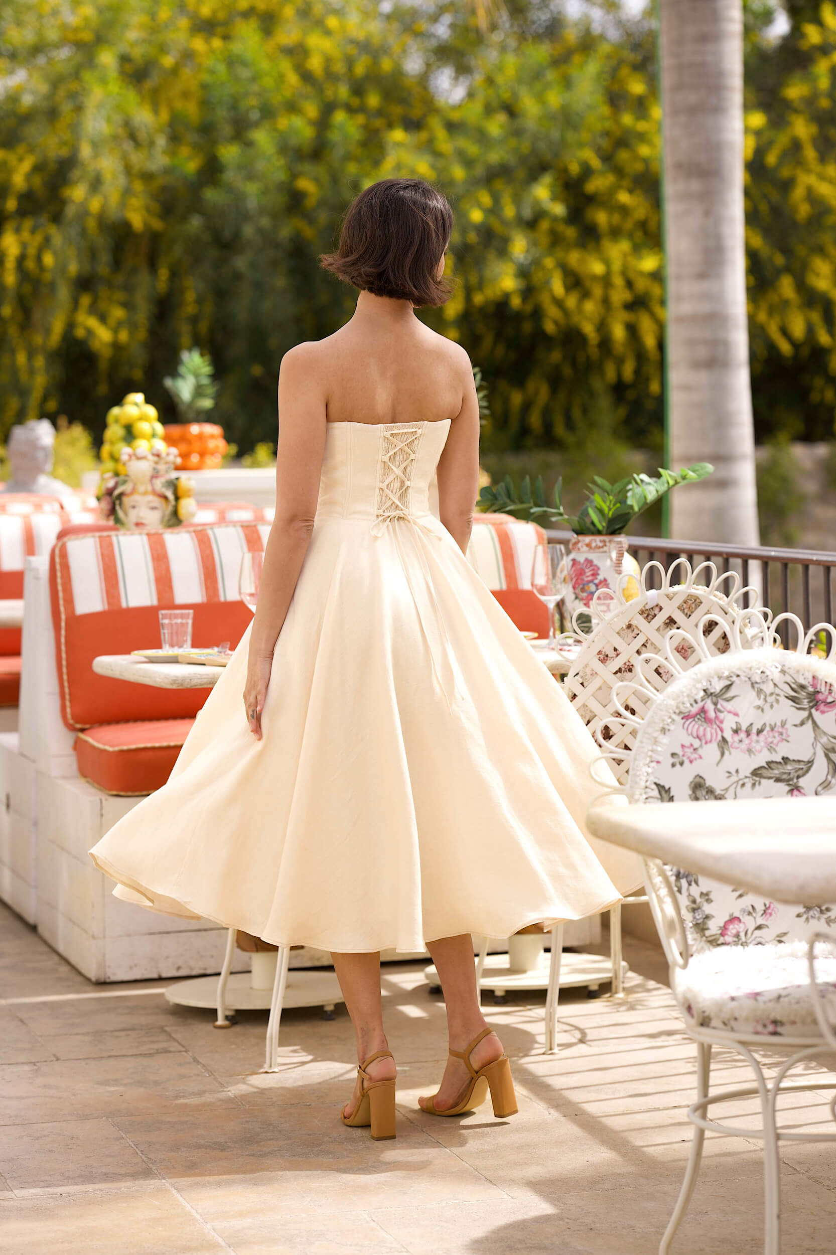 Cream Strapless Corset Dress on Sale – Gaâla