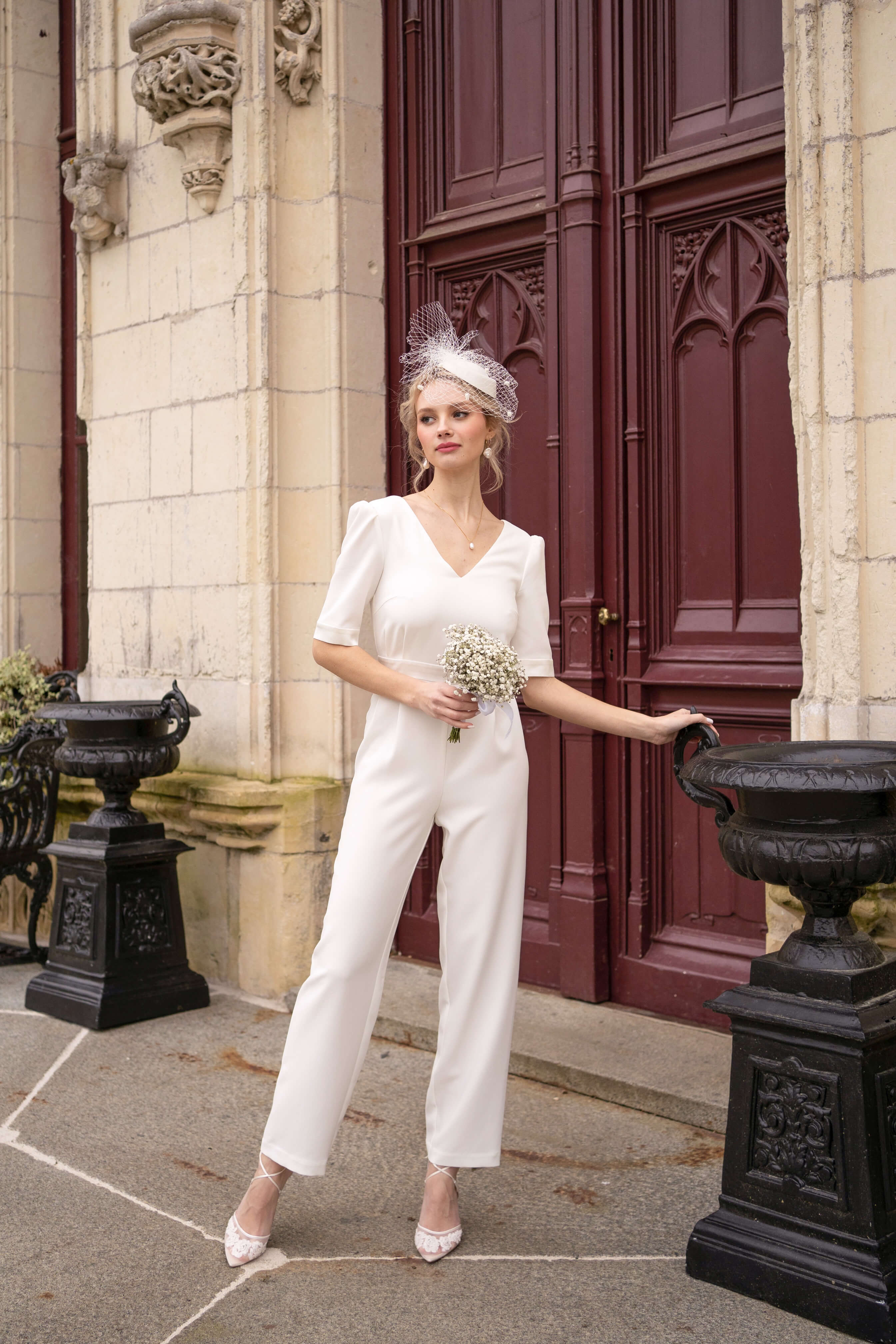 White jumpsuit outlet bridal