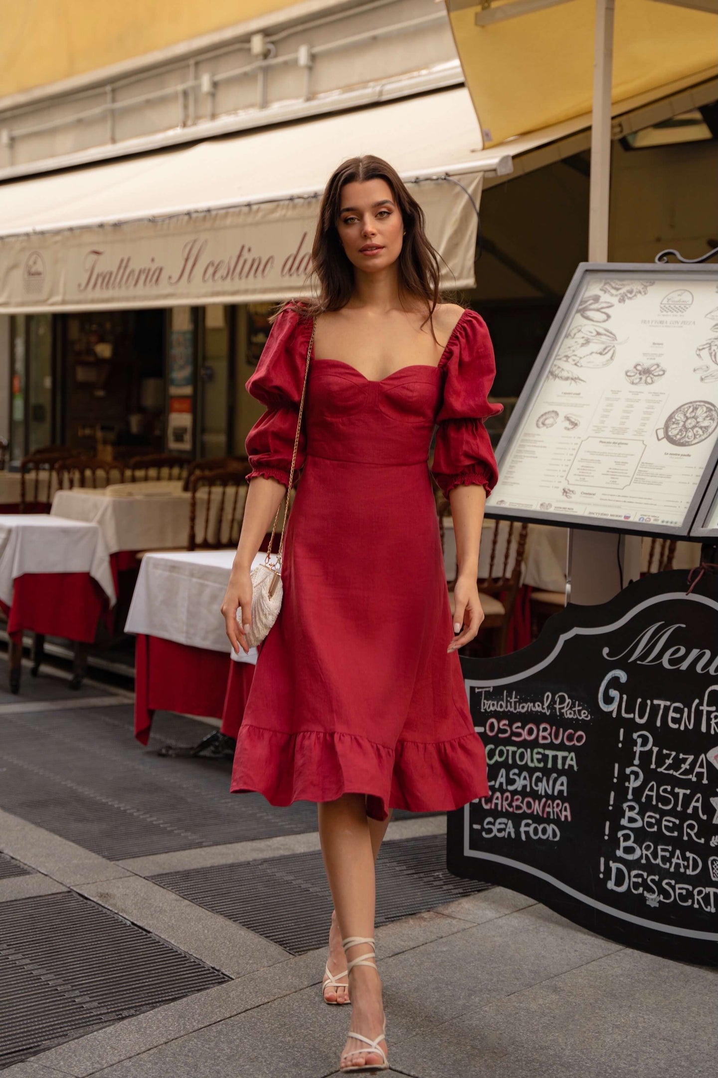 Josephine Bordeaux Linen Dress – Gaâla